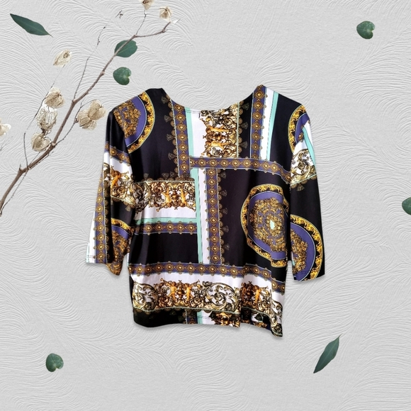 Jeweled Colored Multi Print Top - Picture 3 of 7